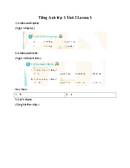 Tiếng Anh lớp 3 Global Success Unit 5 Lesson 3