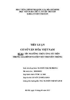 Tiểu luận: "Tín ngưỡng thờ cúng tổ tiên trong gia đình người Việt truyền thống"
