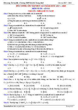 Đề cương ôn tập Toán 10 HK1 năm học 2017 – 2018 trường THPT Hai Bà Trưng – TT. Huế