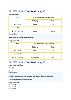 Giải SBT Toán lớp 2 bài: Số hạng - Tổng sách| Chân trời sáng tạo