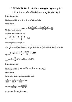 Toán 10 Bài 6: Hệ thức lượng trong tam giác - Kết Nối Tri Thức