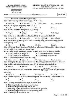 Đề cuối học kì 2 Toán 11 năm 2023 – 2024 trường THPT Lê Hồng Phong – Quảng Nam