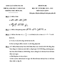 Đề đề nghị cuối kỳ 1 Toán 9 năm 2022 – 2023 trường THCS Đống Đa – TP HCM