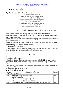 Đề thi giữa học kỳ 1 Ngữ Văn 12 năm 2022-2023 (có đáp án) - Đề 1
