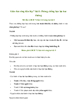 Giải Giáo dục công dân 7 Bài 8: Phòng, chống bạo lực học đường | Chân trời sáng tạo