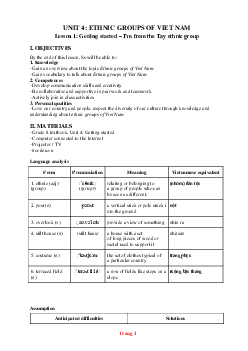 Giáo án Tiếng Anh 8 Global success unit 4 Ethnic Groups Of Viet Nam