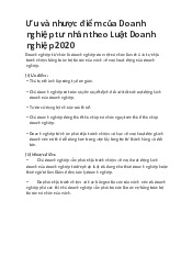 Ưu và nhược điểm của doanh nghiệp tư nhân môn Luật doanh nghiệp | Học viện Tòa án