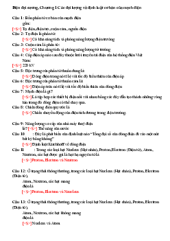 Trắc nghiệm lý thuyết Điện đại cương (Có đáp án)