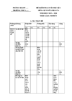 Đề thi học kì 1 môn Lịch sử - Địa lí 6 năm 2023 - 2024 sách Kết nối tri thức với cuộc sống | Đề 9