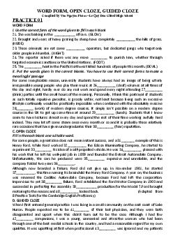 Word Form, Open cloze, Guided Close