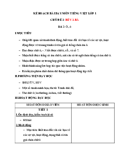 Chủ đề 2: Bé và ba | Bài 2 | Giáo án Tiếng Việt 1 bộ sách Chân trời sáng tạo