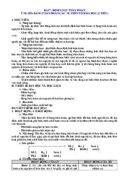 Giáo án Hóa 10 CTST Bài 7 Định luật tuần hoàn ý nghĩa bảng tuần hoàn