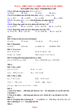 Bài tập toán 6 bộ kết nối tri thức tuần 3 phép nhân và phép chia số tự nhiên