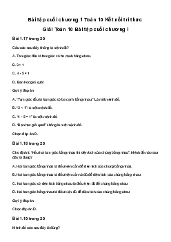 Toán 10 Bài tập cuối chương I - Kết nối tri thức với cuộc sống