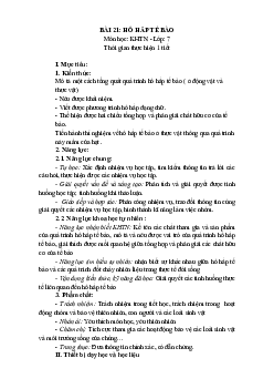 Giáo án Khoa học tự nhiên 7 Sinh học Bài 21: Hô hấp tế bào | Cánh diềuv