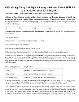 Giải bài tập Tiếng Anh lớp 9 Chương trình mới Review 3 (Unit 7-8-9)