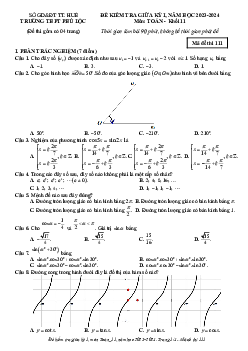 Đề giữa kỳ 1 Toán 11 năm 2023 – 2024 trường THPT Phú Lộc – TT Huế