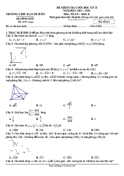 Đề cuối học kỳ 2 Toán 11 năm 2022 – 2023 trường THPT Hàn Thuyên – TP HCM