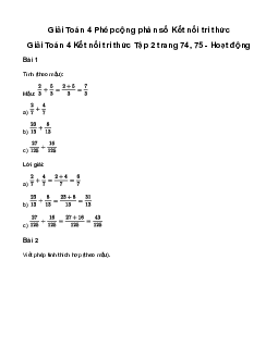 Giải Toán lớp 4 Bài 60: Phép cộng phân số | Kết nối tri thức