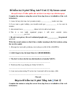 Đề kiểm tra 15 phút Tiếng Anh 9 Unit 12 My future career