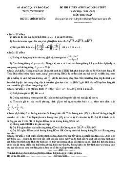 Đề tuyển sinh lớp 10 THPT năm 2019 – 2020 môn Toán sở GD&ĐT Thừa Thiên Huế