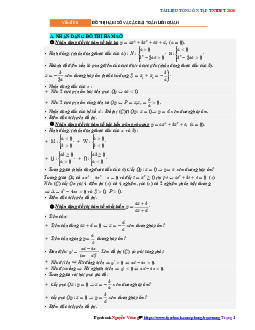 Tổng ôn tập TN THPT 2020 môn Toán: Đồ thị hàm số và các bài toán liên quan Toán 12