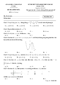 Đề thi thử tốt nghiệp THPT năm 2022 môn Toán sở GD&ĐT Cà Mau