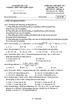 Đề cuối kì 1 Toán 11 năm 2023 – 2024 trường THPT Trần Quốc Toản – Đắk Lắk