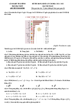 Đề thi ĐGNL Toán 12 năm 2021 – 2022 trường THPT chuyên Thái Bình