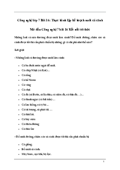 Giải Công nghệ 7 Bài 16: Thực hành lập kế hoạch nuôi cá cảnh | Kết nối tri thức