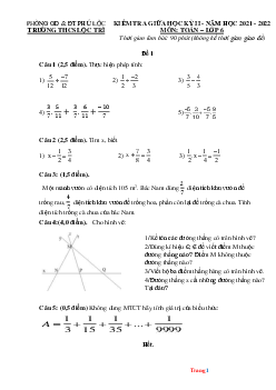 Đề thi giữa kì 2 Toán 6 CTST 2021-2022 (có đáp án)