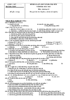 Đề thi học kì 2 môn Sinh học lớp 11 năm 2022 - 2023 | Đề 1
