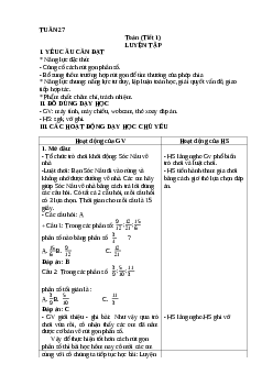 Giáo án Toán lớp 4 Tuần 27 | Kết nối tri thức