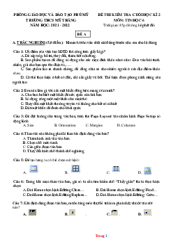Đề thi cuối học kỳ 2 Tin 6 THCS Mỹ Thắng 2021-2022 (có đáp án)