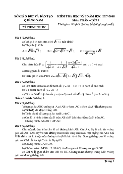 Đề thi học kỳ I năm học 2017-2018 môn toán 9 Sở GD Quảng Nam (có lời giải)