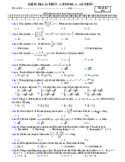 Đề kiểm tra Giải tích 12 chương 4 (Số phức) trường THPT Phạm Hồng Thái – Hà Nội
