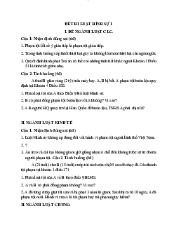 Đề thi luật hình sự 1 học phần Luật hình sự của trường đại học Luật Hà Nội