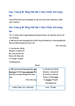 Giải Bài 1: Hai Bà Trưng trang 59 VBT Tiếng Việt lớp 3 Tập 2 Chân trời sáng tạo