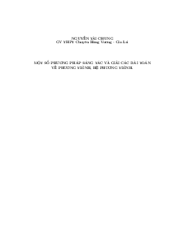 Sáng tác phương trình và hệ phương trình – Nguyễn Tài Chung