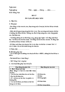 Giáo án môn Tiếng Việt 1 - Tuần 27 | sách Cùng học để phát triển năng lực
