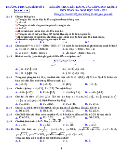 Đề kiểm tra lớp chọn Toán 10 năm 2021 – 2022 trường THPT Gia Bình 1 – Bắc Ninh