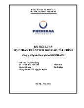 Công ty Cổ phần Dược phẩm IMEXPHARM | Bài tiểu luận học phần Phân tích báo cáo tài chính | Trường Đại học Phenikaa