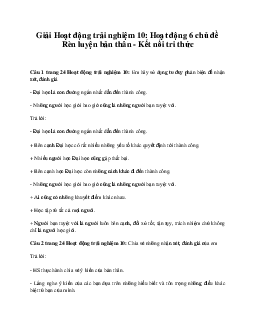 Giải Hoạt động trải nghiệm 10: Hoạt động 6 chủ đề 3 Kết Nối Tri Thức