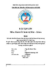 Bài tập lớn - Kinh tế Chính trị Mác-Lê Nin (KTCT01) | Đại học kinh tế quốc dân NEU