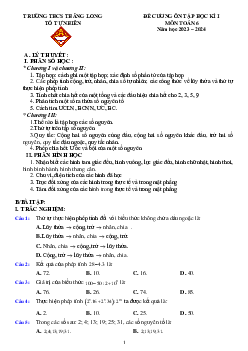 Đề cương học kì 1 Toán 6 năm 2023 – 2024 trường THCS Thăng Long – Hà Nội