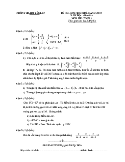 Đề học sinh giỏi huyện Toán 7 năm 2014 – 2015 phòng GD&ĐT Yên Lập – Phú Thọ