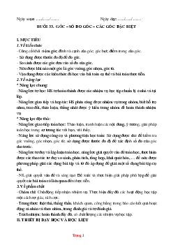 Giáo án Toán 6: Góc - Số đo góc - Các góc đặc biệt