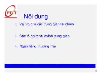 Slide bài giảng môn Tài chính tiền tệ nội dung chương 3: Các trung gian tài chính
