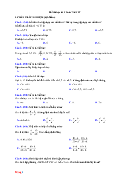 Đề thi học kì 1 môn Toán lớp 7 | Đề 11 | Kết nối tri thức