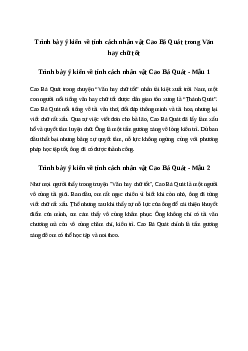 Trình bày ý kiến về tính cách nhân vật Cao Bá Quát trong Văn hay chữ tốt | Văn mẫu Tiếng việt 10| Cánh diều